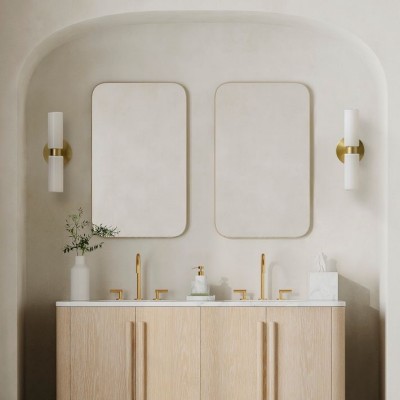 Sinclair Minimalist Glass Double Short Wall Light Sinclair Minimalist Glass Double Short Wall Light