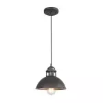 Hendon Industrial Matte Black Wrought Iron Dome Pendant Light