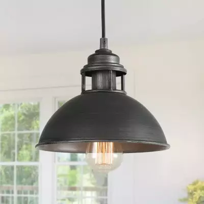 Hendon Industrial Matte Black Wrought Iron Dome Pendant Light Hendon Industrial Matte Black Wrought Iron Dome Pendant Light