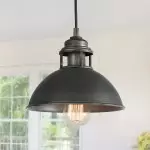 Meadow Farmhouse Brushed Gold Metal Dome Pendant Light