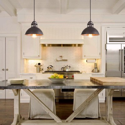 Hendon Industrial Matte Black Wrought Iron Dome Pendant Light Hendon Industrial Matte Black Wrought Iron Dome Pendant Light