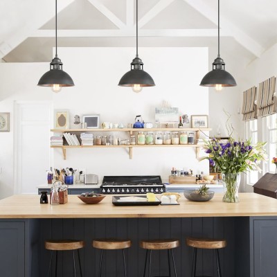 Hendon Industrial Matte Black Wrought Iron Dome Pendant Light Hendon Industrial Matte Black Wrought Iron Dome Pendant Light