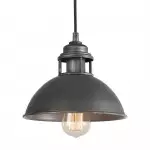 Hendon Industrial Matte Black Wrought Iron Dome Pendant Light