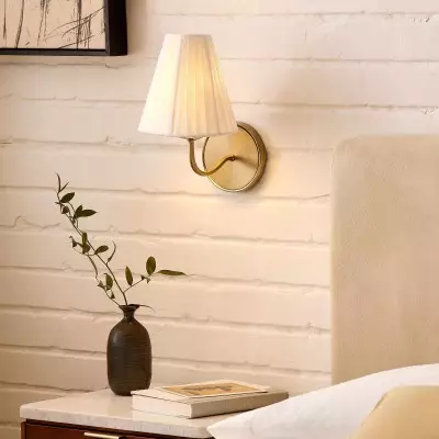 Eoslyn Farmhouse Linen Arc Wall Sconce Eoslyn Farmhouse Linen Arc Wall Sconce