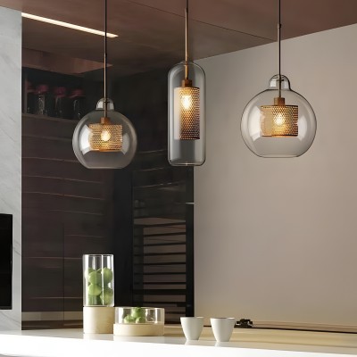Linc Contemporary Globe Clear Glass Metal Pendant Light Linc Contemporary Globe Clear Glass Metal Pendant Light