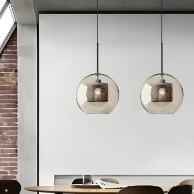 Linc Contemporary Globe Clear Glass Metal Pendant Light Linc Contemporary Globe Clear Glass Metal Pendant Light