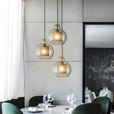Linc Contemporary Globe Clear Glass Metal Pendant Light Linc Contemporary Globe Clear Glass Metal Pendant Light