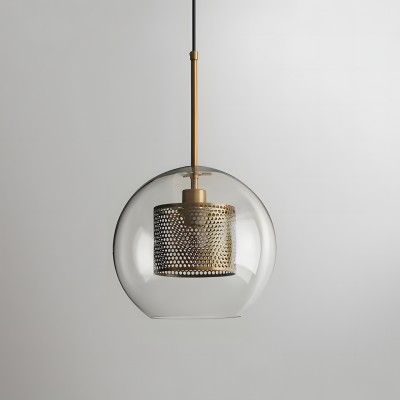 Linc Contemporary Globe Clear Glass Metal Pendant Light Linc Contemporary Globe Clear Glass Metal Pendant Light