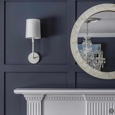 Syrinth Farmhouse Linen Shade Curved Arm Wall Lamp Syrinth Farmhouse Linen Shade Curved Arm Wall Lamp