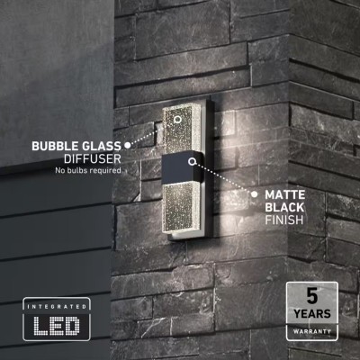 Hartman Modern Black Bubble Glass Rectangular LED Wall Light Hartman Modern Black Bubble Glass Rectangular LED Wall Light