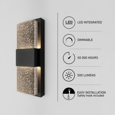 Hartman Modern Black Bubble Glass Rectangular LED Wall Light Hartman Modern Black Bubble Glass Rectangular LED Wall Light