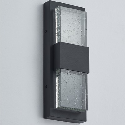 Hartman Modern Black Bubble Glass Rectangular LED Wall Light Hartman Modern Black Bubble Glass Rectangular LED Wall Light