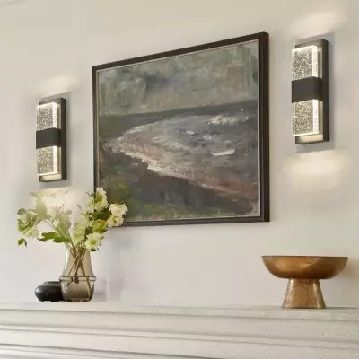 Hartman Modern Black Bubble Glass Rectangular LED Wall Light Hartman Modern Black Bubble Glass Rectangular LED Wall Light