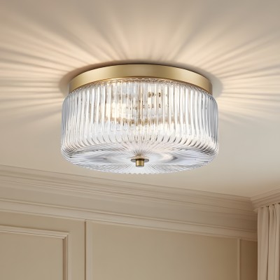 Pax Farmhouse Ribbed Glass Round Flush Mount Ceiling Light Pax Farmhouse Ribbed Glass Round Flush Mount Ceiling Light