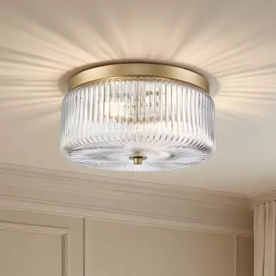 Pax Farmhouse Ribbed Glass Round Flush Mount Ceiling Light Pax Farmhouse Ribbed Glass Round Flush Mount Ceiling Light