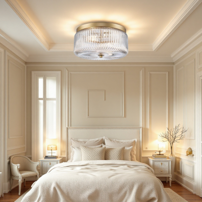 Pax Farmhouse Ribbed Glass Round Flush Mount Ceiling Light Pax Farmhouse Ribbed Glass Round Flush Mount Ceiling Light
