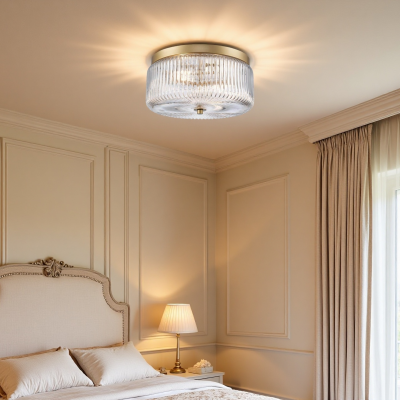 Pax Farmhouse Ribbed Glass Round Flush Mount Ceiling Light Pax Farmhouse Ribbed Glass Round Flush Mount Ceiling Light