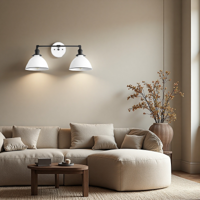 Amelia Farmhouse White Metal Dome Sconce Amelia Farmhouse White Metal Dome Sconce