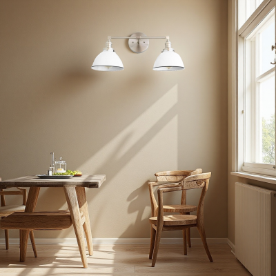 Amelia Farmhouse White Metal Dome Sconce Amelia Farmhouse White Metal Dome Sconce