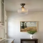 Bramwell Industrial Ribbed Glass Flush Mount Ceiling Light Bramwell Industrial Ribbed Glass Flush Mount Ceiling Light