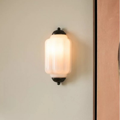 Michael Vintage Eloise Milk Glass Flush Wall Light Michael Vintage Eloise Milk Glass Flush Wall Light