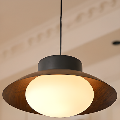 Uthar 3 Light Led Wood Color Round Pendant Light