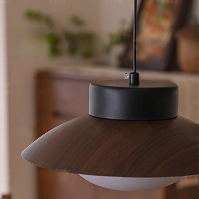 Uthar 3 Light Led Wood Color Round Pendant Light