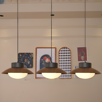 Uthar 3 Light Led Wood Color Round Pendant Light Uthar 3 Light Led Wood Color Round Pendant Light