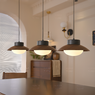 Uthar 3 Light Led Wood Color Round Pendant Light Uthar 3 Light Led Wood Color Round Pendant Light