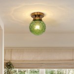 Ixionis Vintage Engraved Pattern Globe Glass Flush Mount Ceiling Light