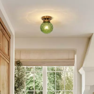 Ixionis Vintage Engraved Pattern Globe Glass Flush Mount Ceiling Light Ixionis Vintage Engraved Pattern Globe Glass Flush Mount Ceiling Light