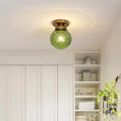 Ixionis Vintage Engraved Pattern Globe Glass Flush Mount Ceiling Light Ixionis Vintage Engraved Pattern Globe Glass Flush Mount Ceiling Light
