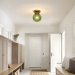 Ixionis Vintage Engraved Pattern Globe Glass Flush Mount Ceiling Light