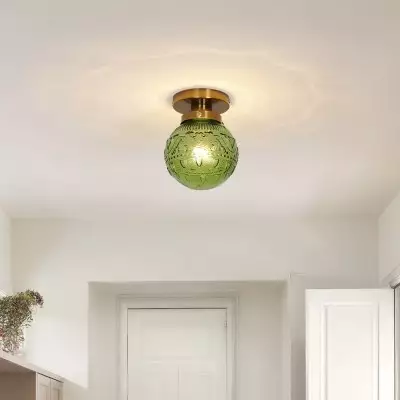 Ixionis Vintage Engraved Pattern Globe Glass Flush Mount Ceiling Light Ixionis Vintage Engraved Pattern Globe Glass Flush Mount Ceiling Light