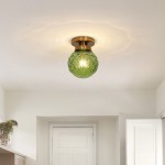 Ixionis Vintage Engraved Pattern Globe Glass Flush Mount Ceiling Light