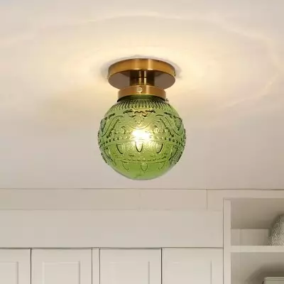 Ixionis Vintage Engraved Pattern Globe Glass Flush Mount Ceiling Light Ixionis Vintage Engraved Pattern Globe Glass Flush Mount Ceiling Light