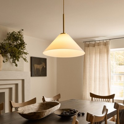 Nori Minimalist Brass Glass Cone Pendant Light Nori Minimalist Brass Glass Cone Pendant Light