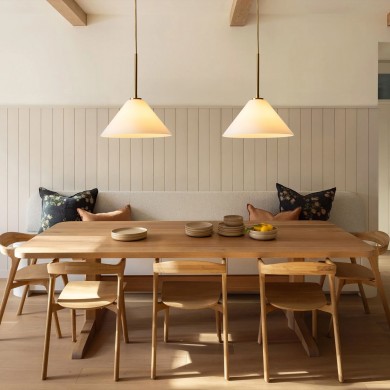 Nori Minimalist Brass Glass Cone Pendant Light