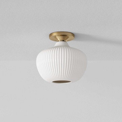 Naiad Rustic Sculptural Ribbed Glass Flush Ceiling Light Naiad Rustic Sculptural Ribbed Glass Flush Ceiling Light