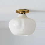 Naiad Rustic Sculptural Ribbed Glass Flush Ceiling Light