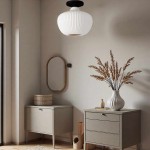 Naiad Rustic Sculptural Ribbed Glass Flush Ceiling Light