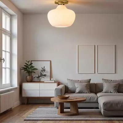 Naiad Rustic Sculptural Ribbed Glass Flush Ceiling Light Naiad Rustic Sculptural Ribbed Glass Flush Ceiling Light