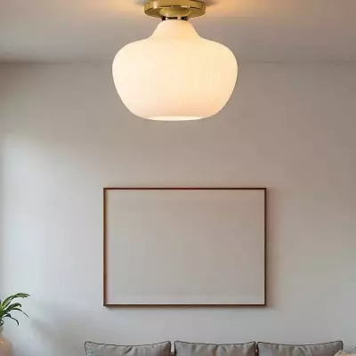 Naiad Rustic Sculptural Ribbed Glass Flush Ceiling Light Naiad Rustic Sculptural Ribbed Glass Flush Ceiling Light