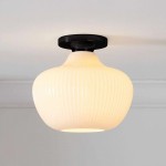 Naiad Rustic Sculptural Ribbed Glass Flush Ceiling Light