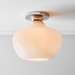 Naiad Rustic Sculptural Ribbed Glass Flush Ceiling Light