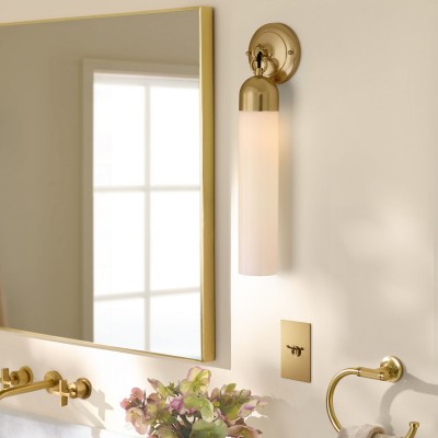 Morgan Minimalist Cylindrical Glass or Alabaster Wall Light Morgan Minimalist Cylindrical Glass or Alabaster Wall Light