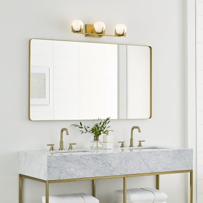Ron Modern 3-Light White Ball Brass Wall Light Ron Modern 3-Light White Ball Brass Wall Light