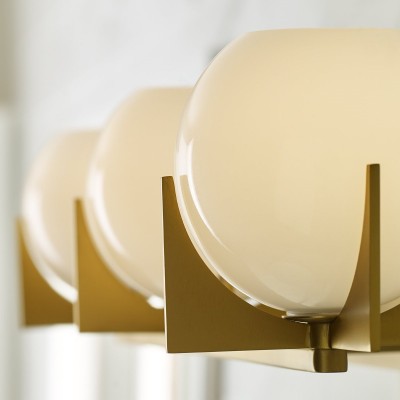 Ron Modern 3-Light White Ball Brass Wall Light Ron Modern 3-Light White Ball Brass Wall Light