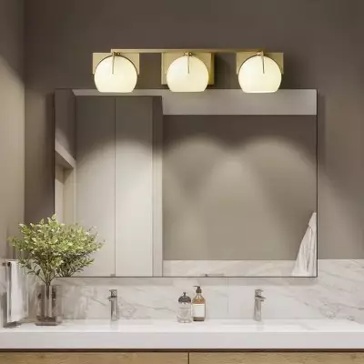 Ron Modern 3-Light White Ball Brass Wall Light Ron Modern 3-Light White Ball Brass Wall Light
