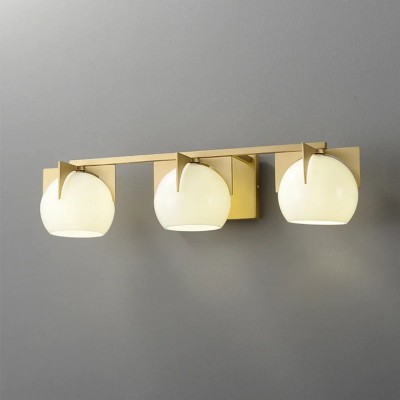 Ron Modern 3-Light White Ball Brass Wall Light Ron Modern 3-Light White Ball Brass Wall Light